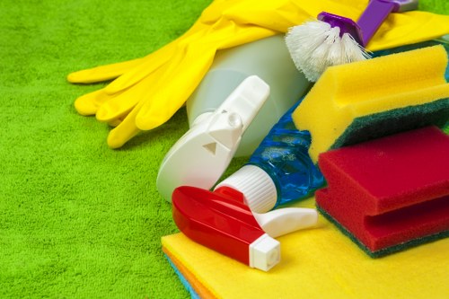 Finished carpet cleaning workspace with professional tools